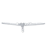 0.05ct 14k White Gold Diamond Pave Heart Bracelet